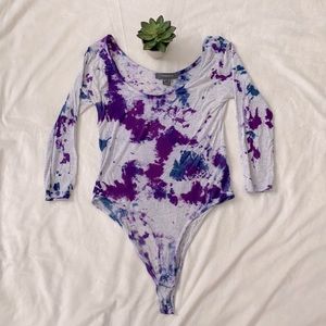 Custom up-cycled tie-dye bodysuit